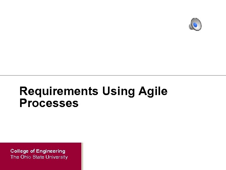 Requirements Using Agile Processes College of Engineering The Ohio State University 