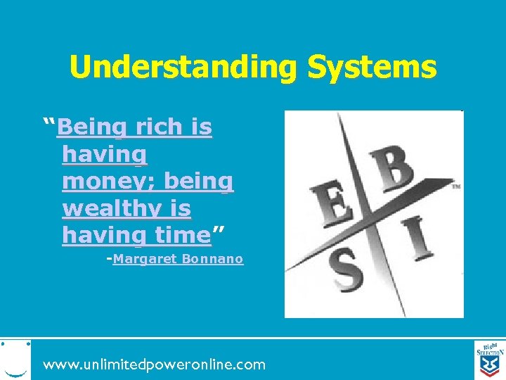 Understanding Systems “Being rich is having money; being wealthy is having time” -Margaret Bonnano