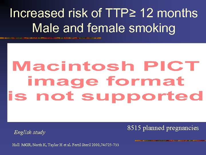 Increased risk of TTP≥ 12 months Male and female smoking cigarettes English study Hull