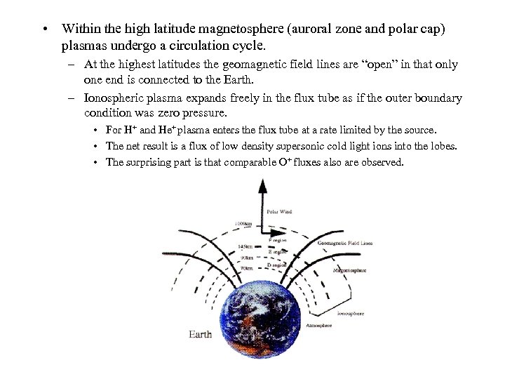  • Within the high latitude magnetosphere (auroral zone and polar cap) plasmas undergo