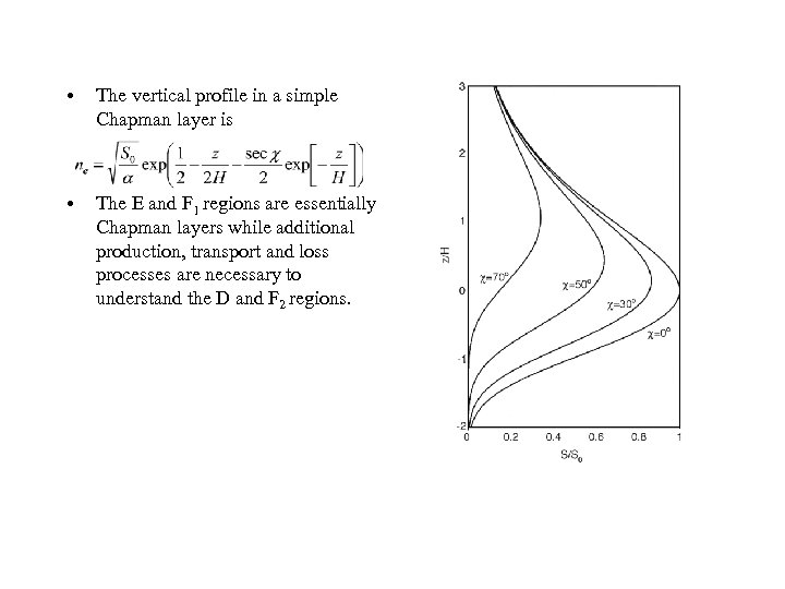  • The vertical profile in a simple Chapman layer is • The E