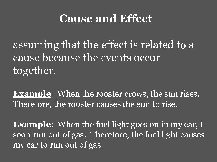 cause and effect essay fallacies