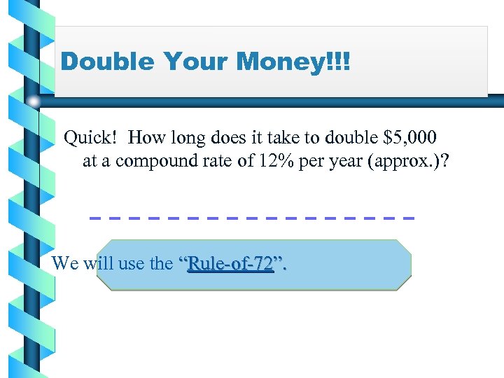 Double Your Money!!! Quick! How long does it take to double $5, 000 at