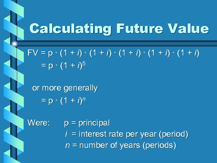 Calculating Future Value FV = p · (1 + i) · (1 + i)