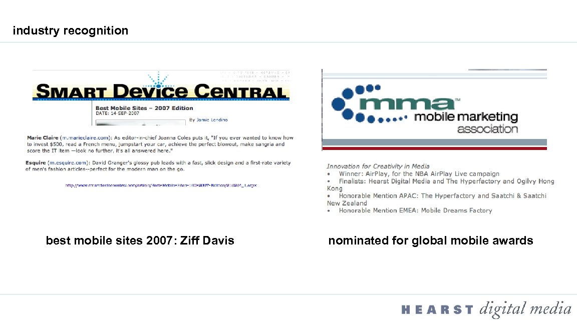 industry recognition best mobile sites 2007: Ziff Davis nominated for global mobile awards 