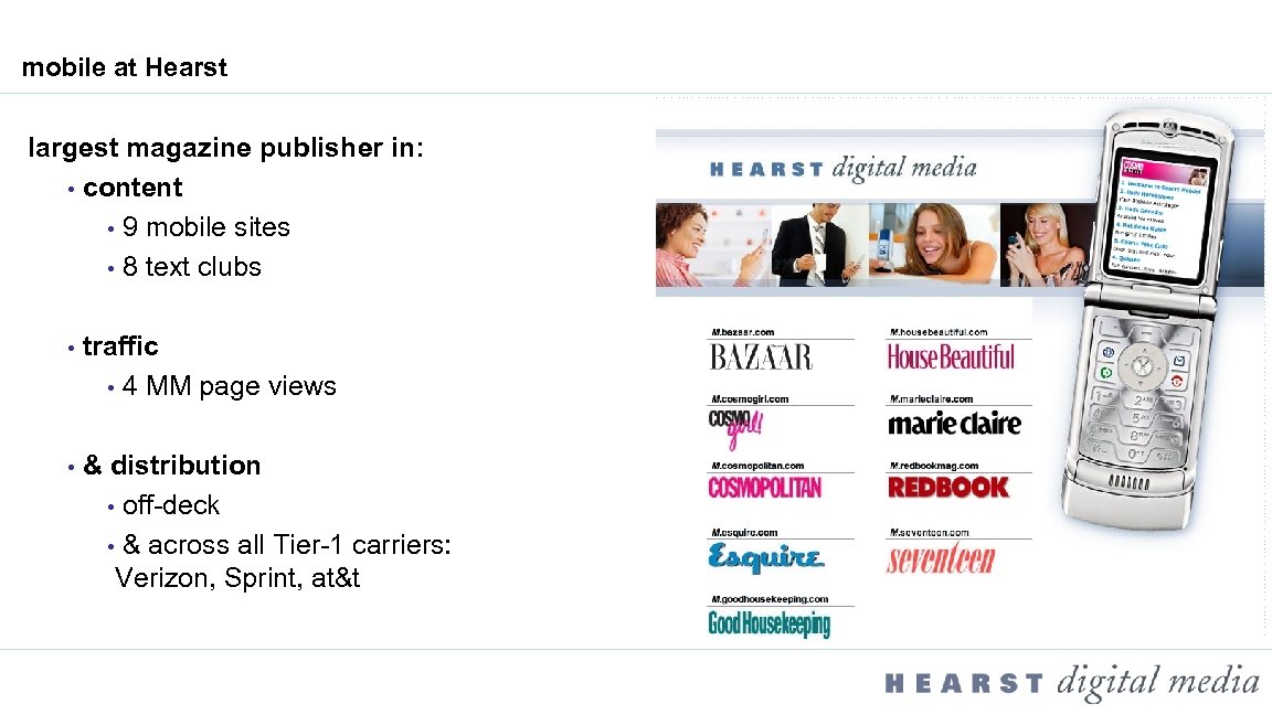 mobile at Hearst largest magazine publisher in: • content • 9 mobile sites •