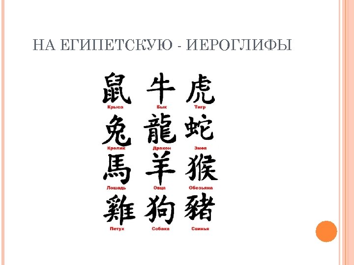 НА ЕГИПЕТСКУЮ - ИЕРОГЛИФЫ 