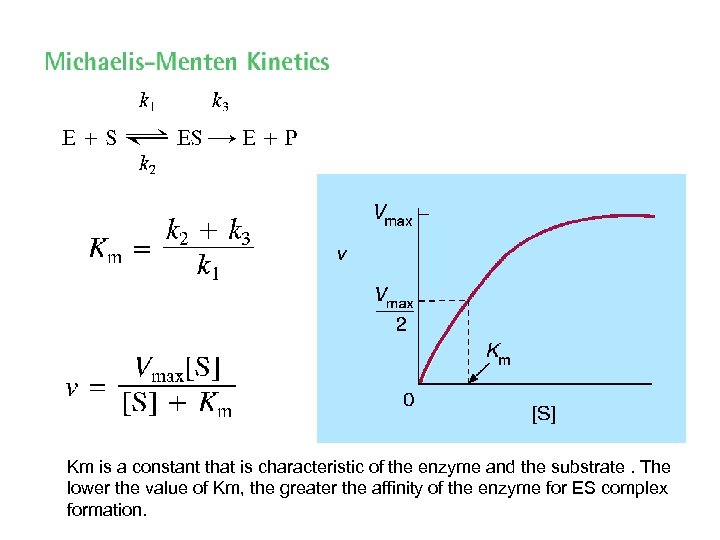 Km is a constant that is characteristic of the enzyme and the substrate. The