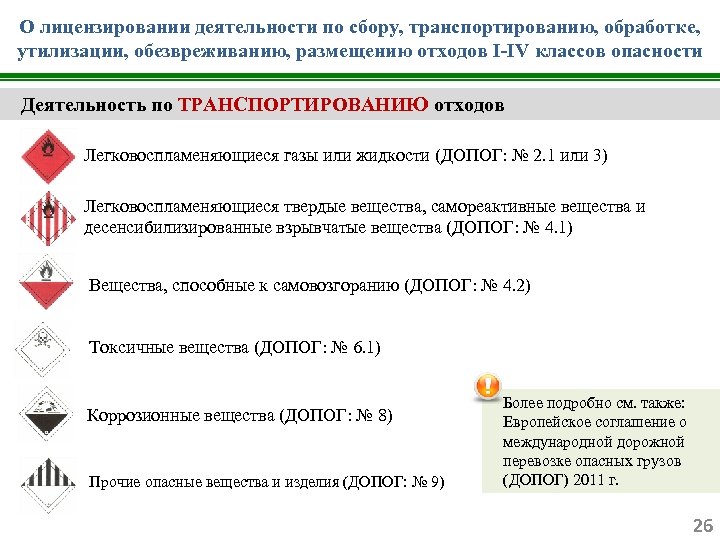 О лицензировании деятельности по сбору, транспортированию, обработке, утилизации, обезвреживанию, размещению отходов I-IV классов опасности
