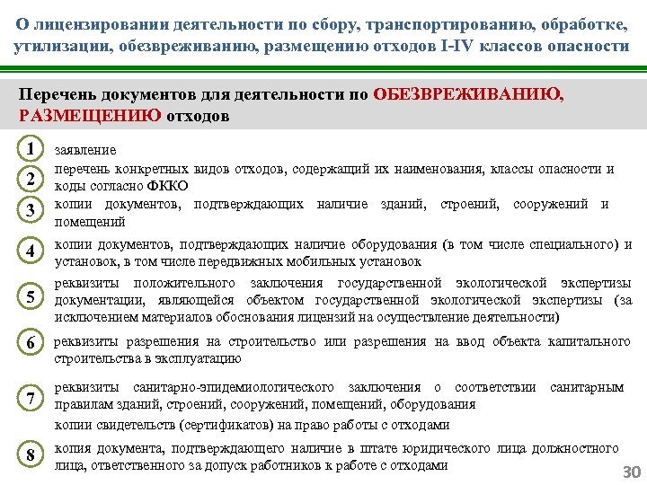 О лицензировании деятельности по сбору, транспортированию, обработке, утилизации, обезвреживанию, размещению отходов I-IV классов опасности