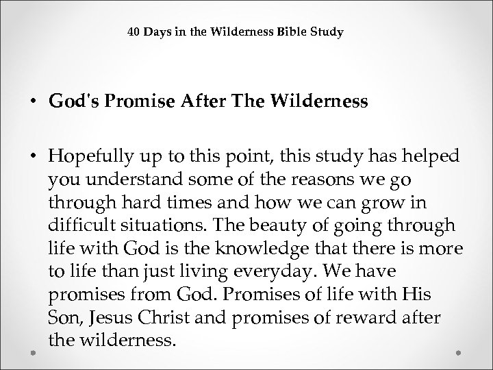 40 Days in the Wilderness Bible Study • God's Promise After The Wilderness •