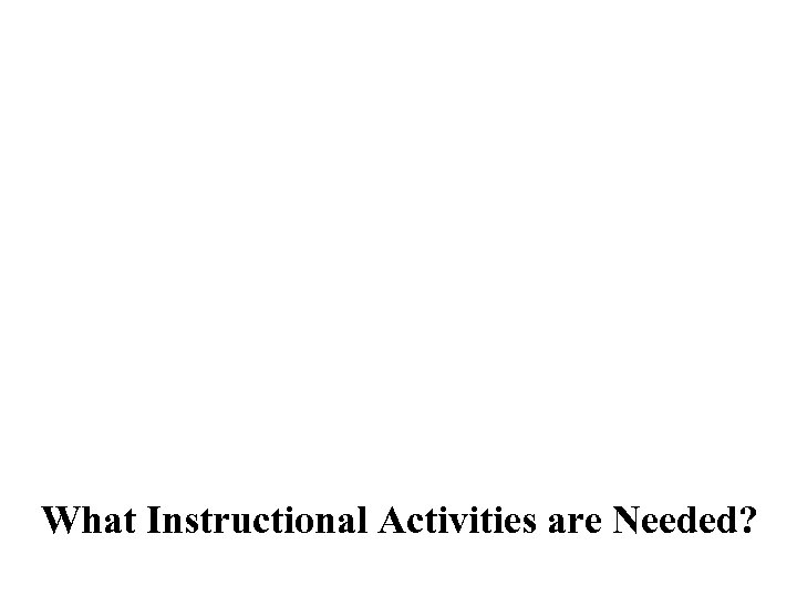 What Instructional Activities are Needed? 