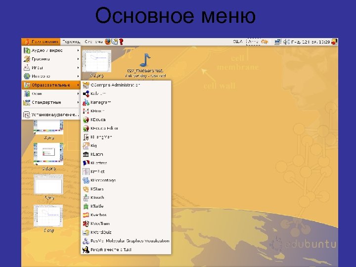 Основное меню 