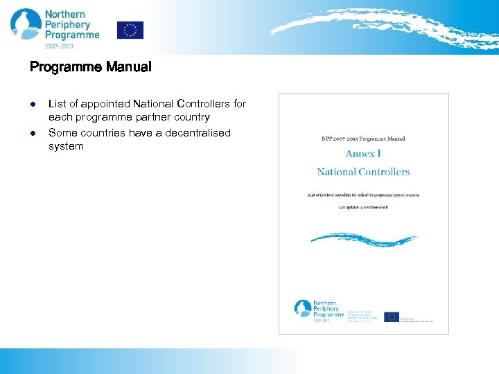 Programme Manual l l List of appointed National Controllers for each programme partner country