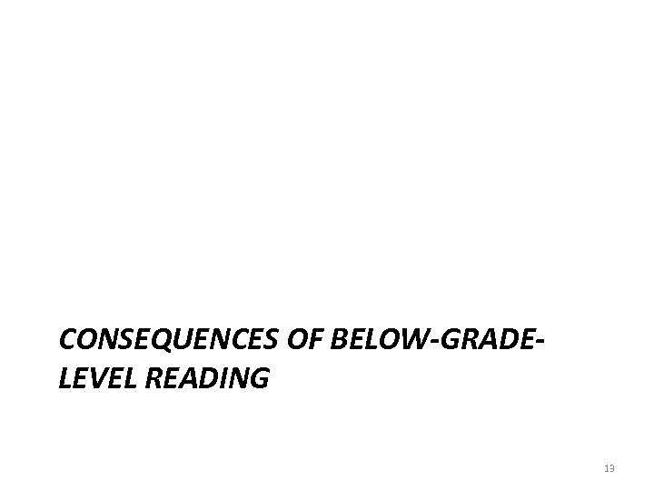 CONSEQUENCES OF BELOW-GRADELEVEL READING 13 