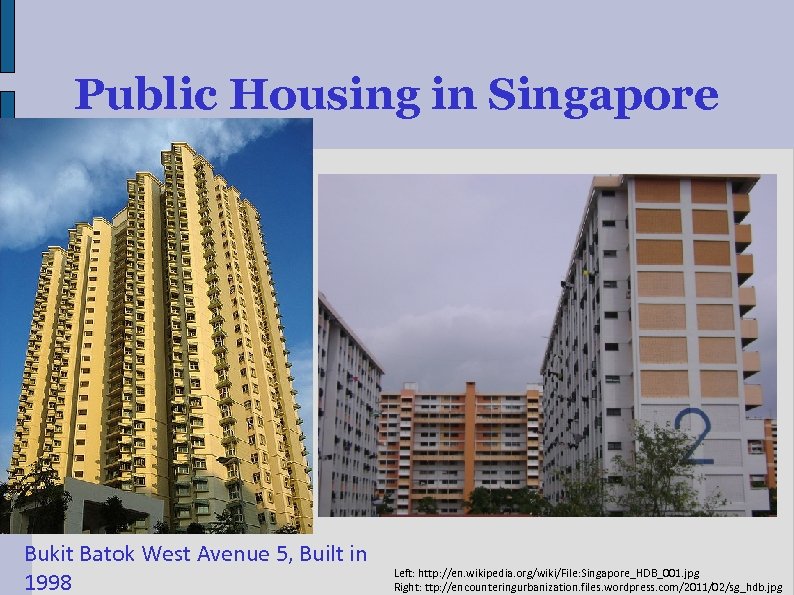 Public Housing in Singapore Bukit Batok West Avenue 5, Built in 1998 Left: http: