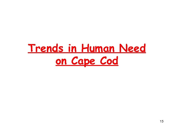 Trends in Human Need on Cape Cod 15 