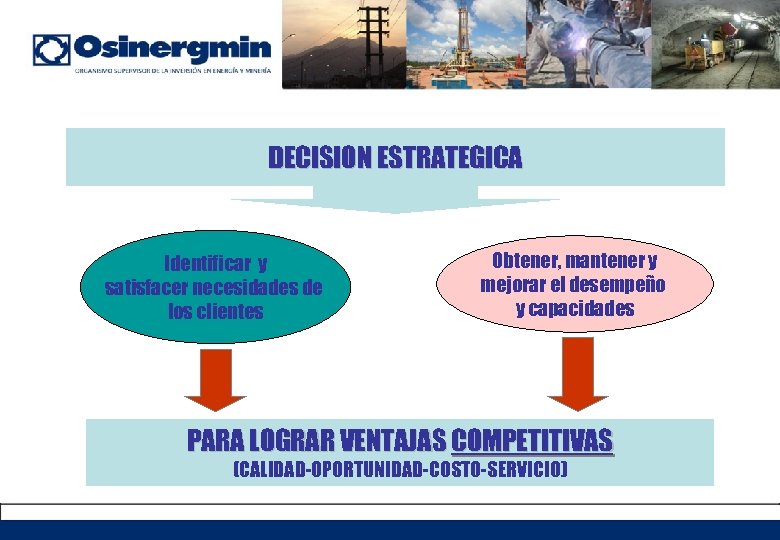 DECISION ESTRATEGICA Identificar y satisfacer necesidades de los clientes Obtener, mantener y mejorar el