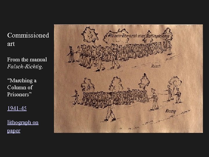 Commissioned art From the manual Falsch-Richtig. “Marching a Column of Prisoners” 1941 -45 lithograph