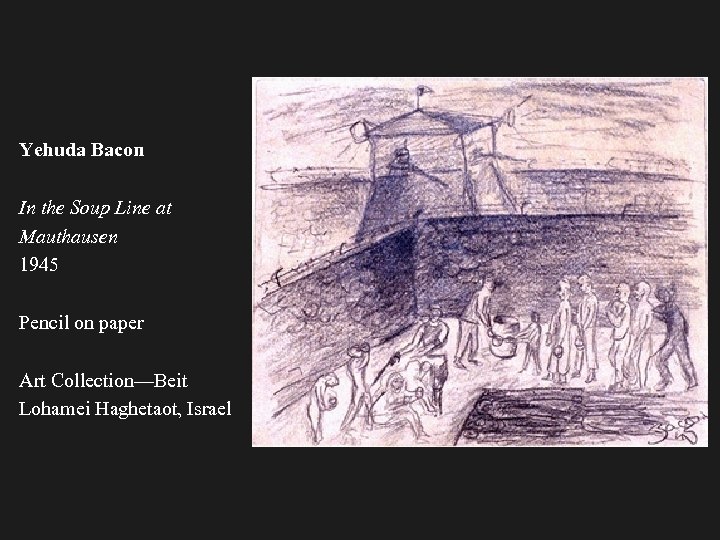 Yehuda Bacon In the Soup Line at Mauthausen 1945 Pencil on paper Art Collection—Beit
