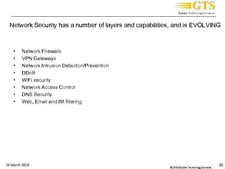 _____________________________________ Network Security has a number of layers and capabilities, and is EVOLVING •