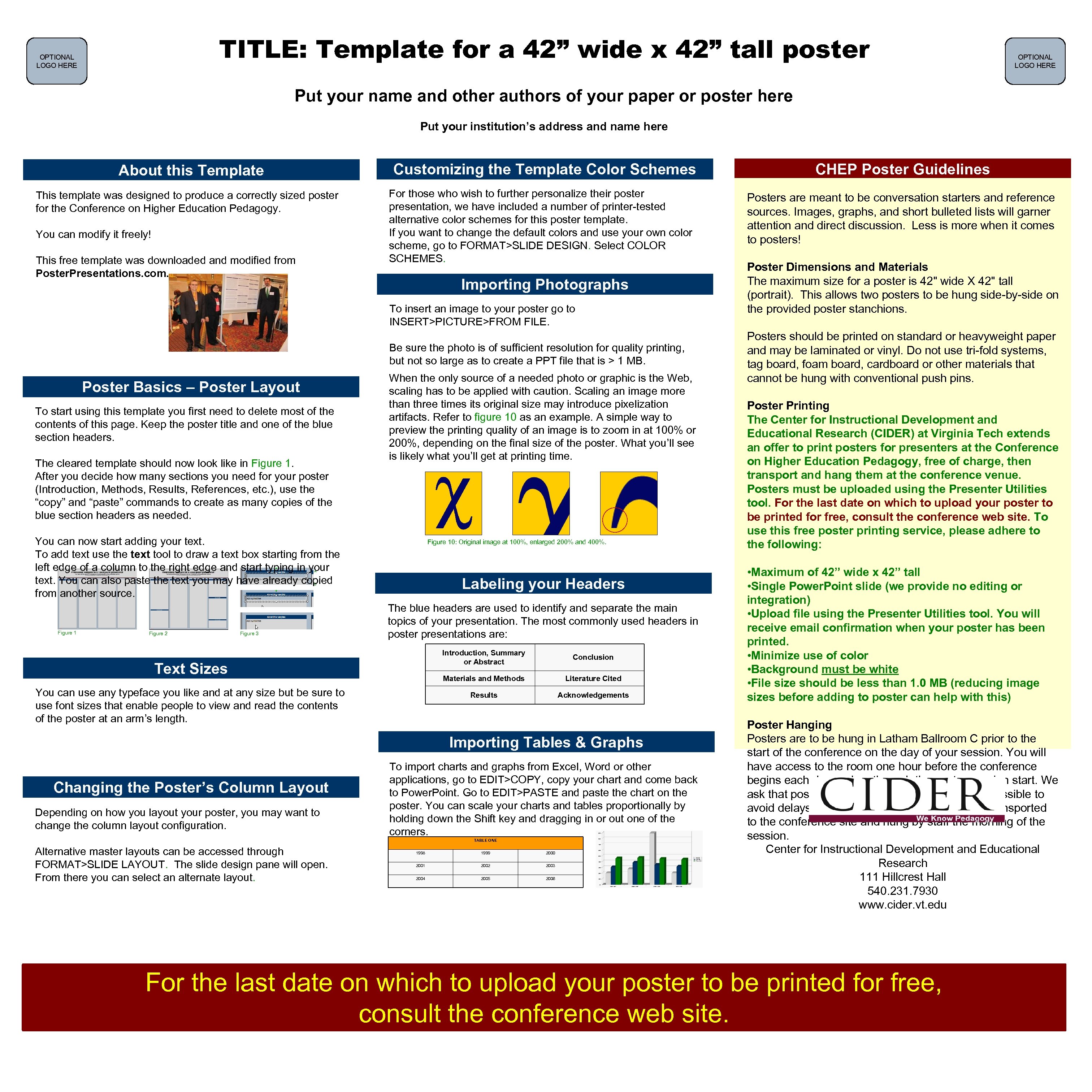 TITLE: Template for a 42” wide x 42” tall poster OPTIONAL LOGO HERE Put