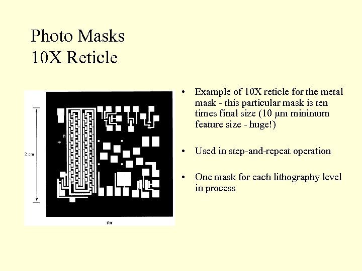 Photo Masks 10 X Reticle • Example of 10 X reticle for the metal