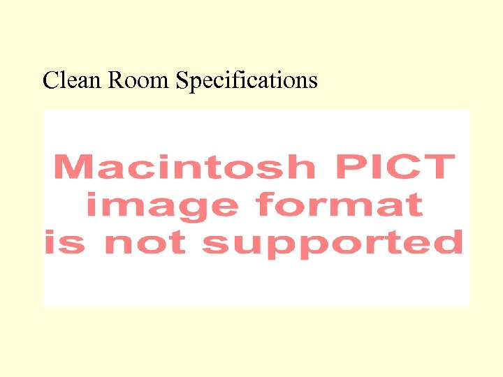 Clean Room Specifications 