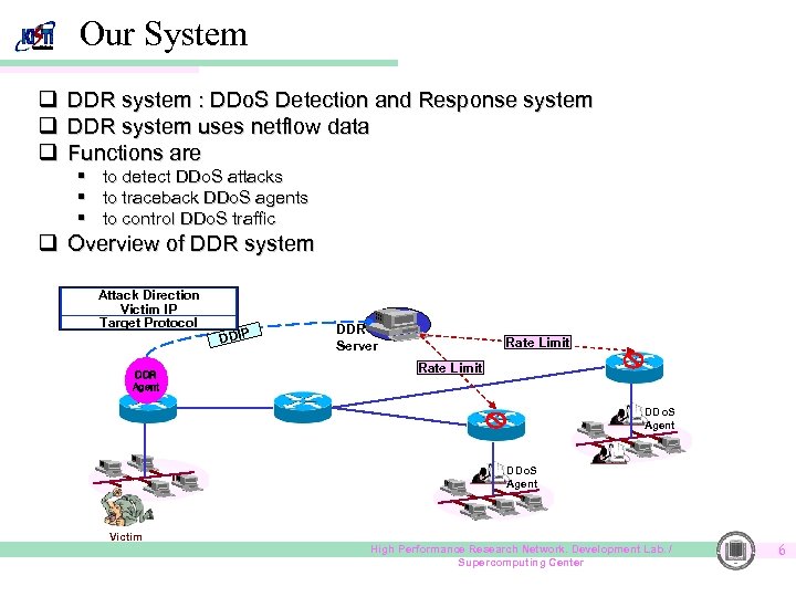 Our System q DDR system : DDo. S Detection and Response system q DDR