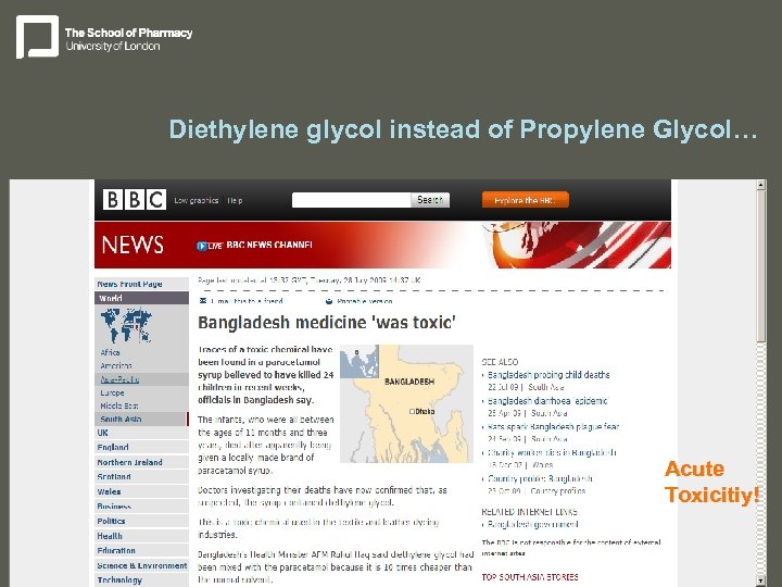 Diethylene glycol instead of Propylene Glycol… Acute Toxicitiy! 