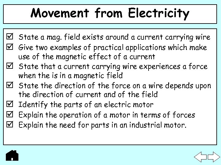 Movement from Electricity State a mag. field exists around a current carrying wire Give