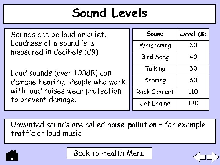 Sound Levels Sounds can be loud or quiet. Loudness of a sound is is