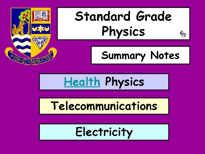 Standard Grade Physics Summary Notes Health Physics Telecommunications Electricity 