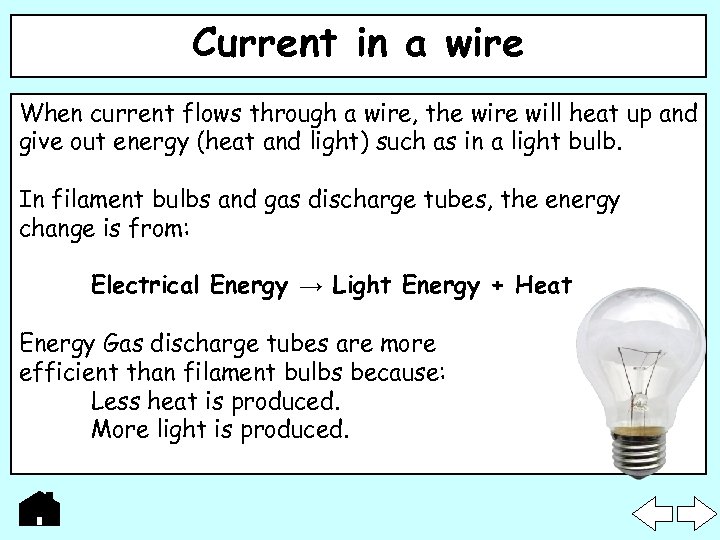 Current in a wire When current flows through a wire, the wire will heat