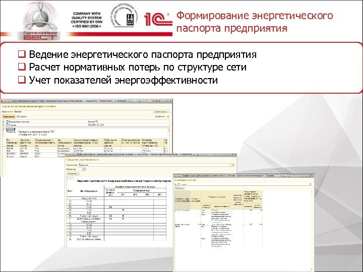 Формирование энергетического паспорта предприятия q Ведение энергетического паспорта предприятия q Расчет нормативных потерь по