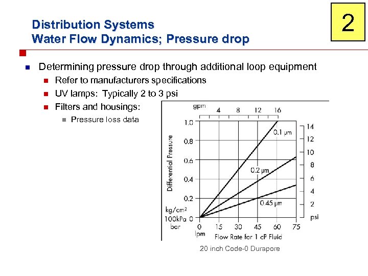 Distribution Systems Water Flow Dynamics; Pressure drop n Determining pressure drop through additional loop