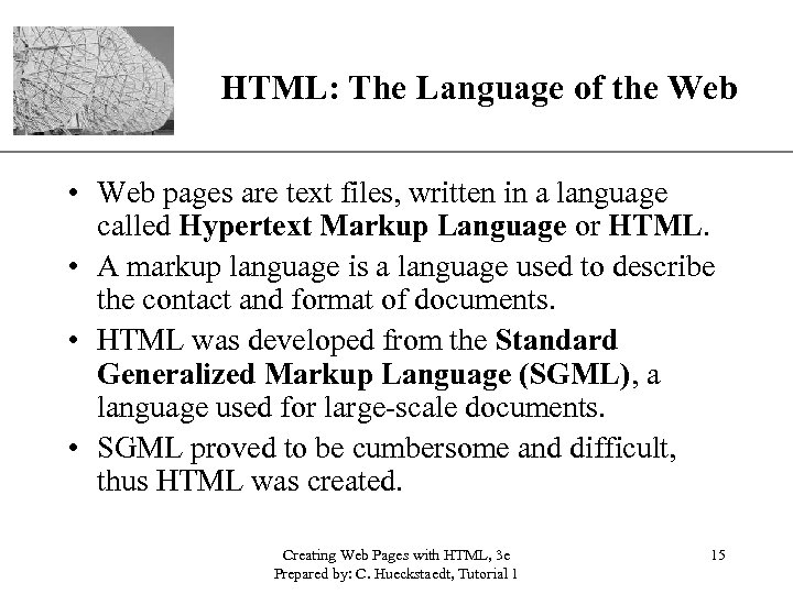 XP HTML: The Language of the Web • Web pages are text files, written