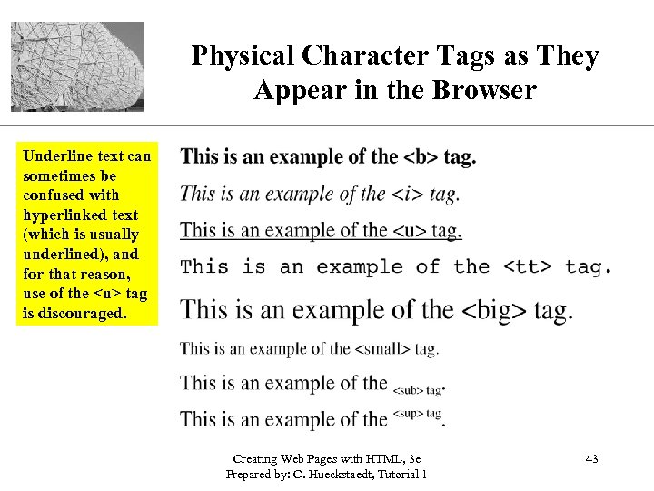 Physical Character Tags as They. XP Appear in the Browser Underline text can sometimes