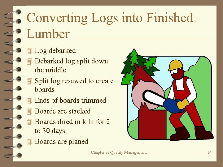 Converting Logs into Finished Lumber 4 Log debarked 4 Debarked log split down 4