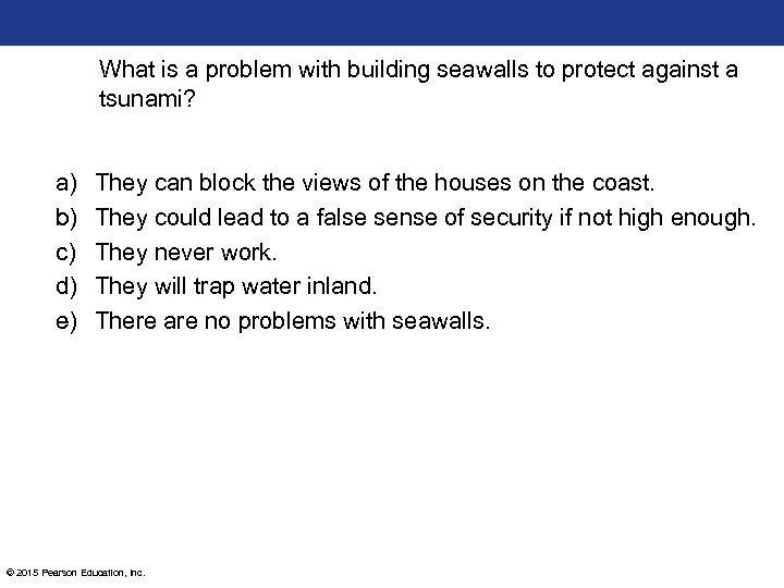 What is a problem with building seawalls to protect against a tsunami? a) b)