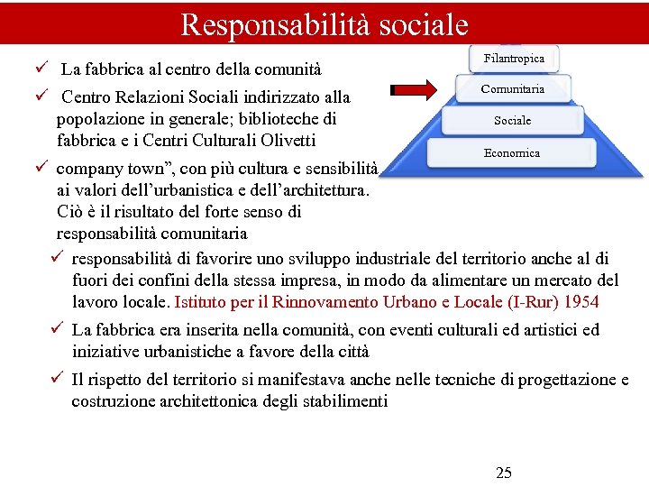 Responsabilità sociale ü La fabbrica al centro della comunità ü Centro Relazioni Sociali indirizzato