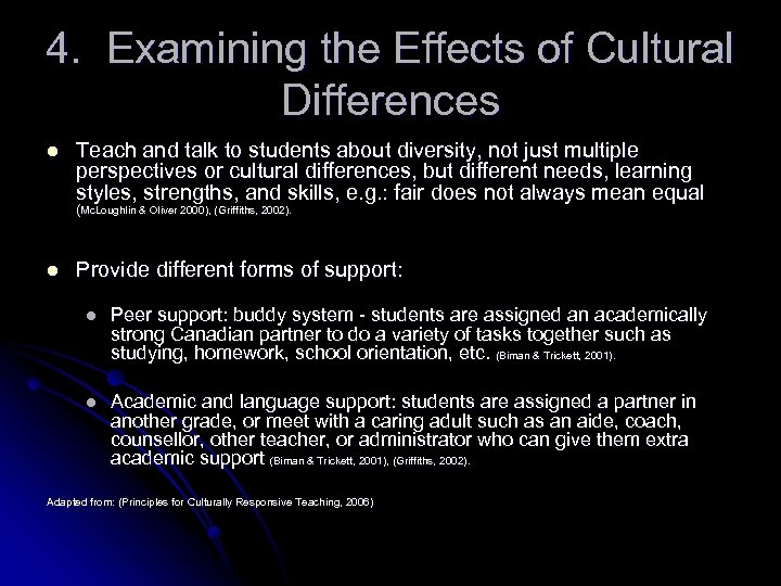 4. Examining the Effects of Cultural Differences l Teach and talk to students about