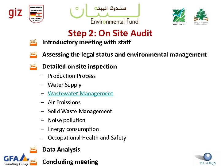 Step 2: On Site Audit Introductory meeting with staff Assessing the legal status and