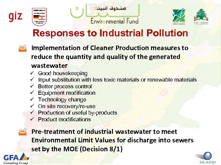 Responses to Industrial Pollution Implementation of Cleaner Production measures to reduce the quantity and