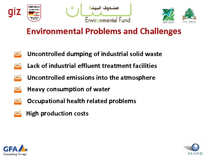 Environmental Problems and Challenges Uncontrolled dumping of industrial solid waste Lack of industrial effluent