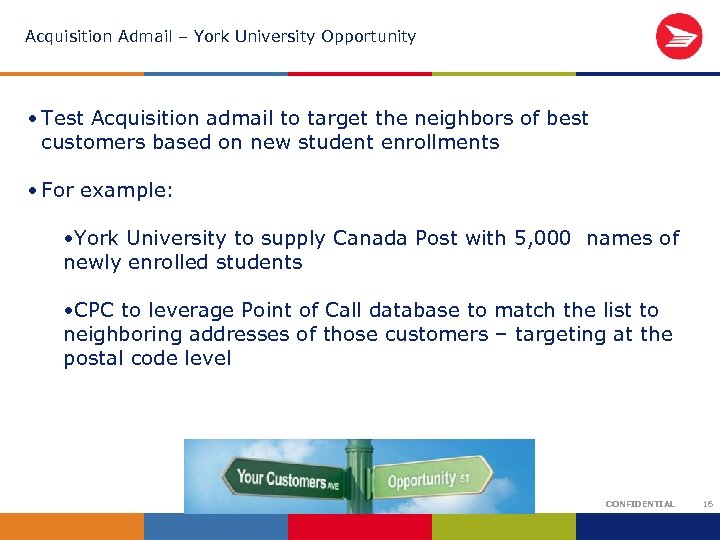 Acquisition Admail – York University Opportunity • Test Acquisition admail to target the neighbors