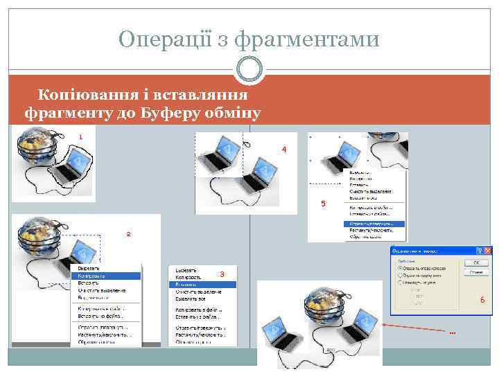 Операції з фрагментами Копіювання і вставляння фрагменту до Буферу обміну 1 4 5 2