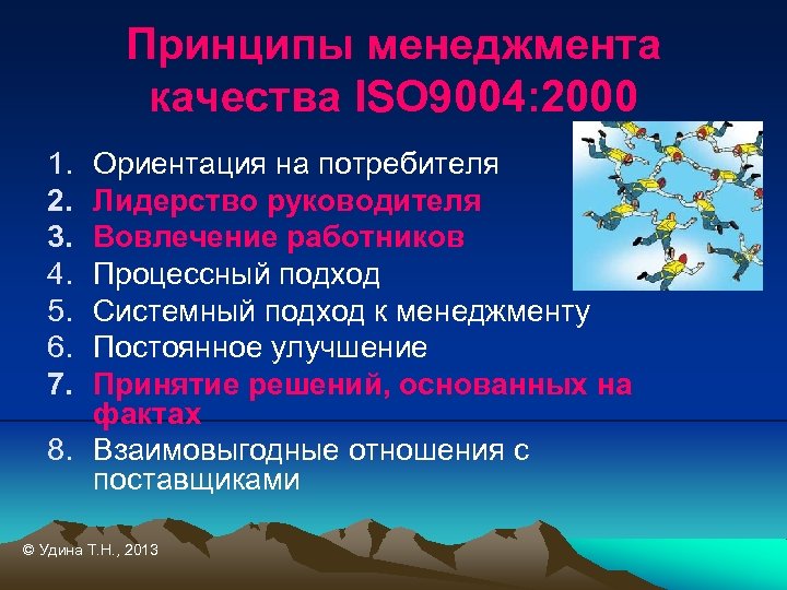 Принципы менеджмента качества ISO 9004: 2000 1. 2. 3. 4. 5. 6. 7. Ориентация