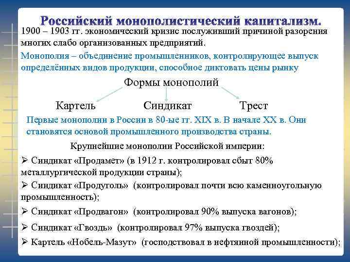 Экономический кризис 1900 1903 презентация