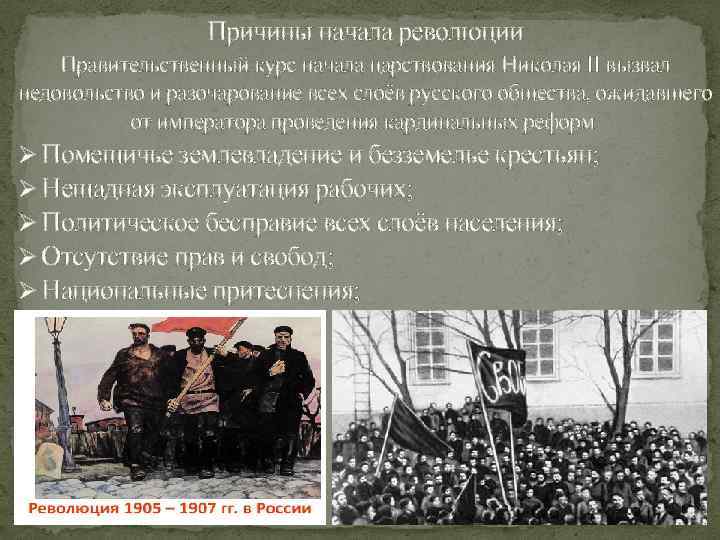 Поводом к началу революции 1905 послужило. Причины революции при Николае 2. Причины первой революции при Николае 2.